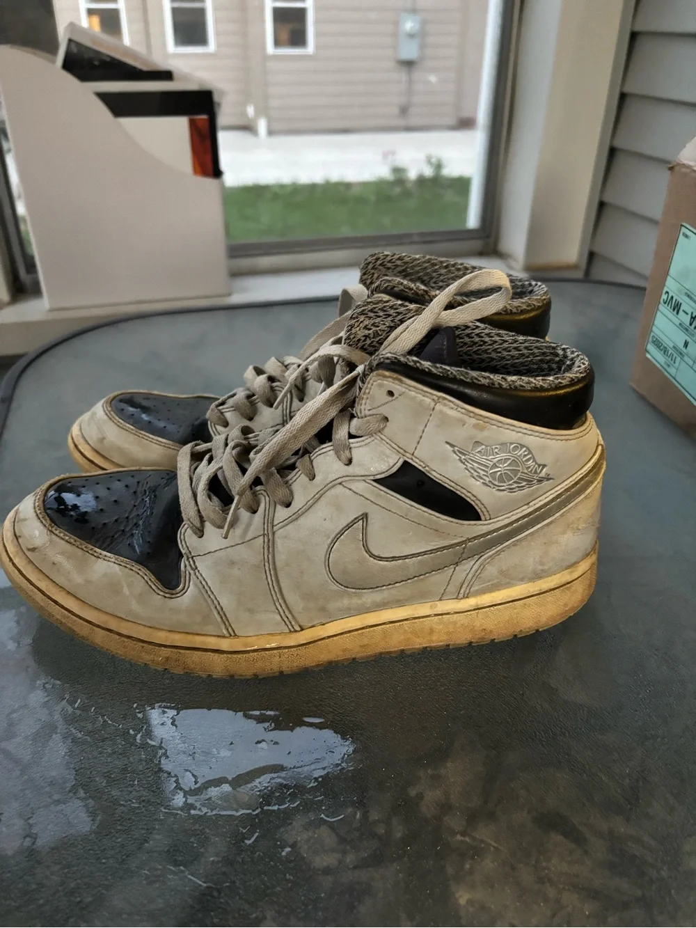 Jordan Mid-Top Sneakers in Beige and Black